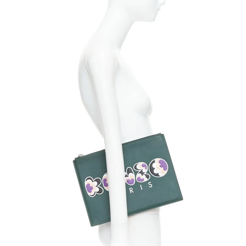 Kenzo Nylon Mesh Belt Bag Green Leather Fair - Back View