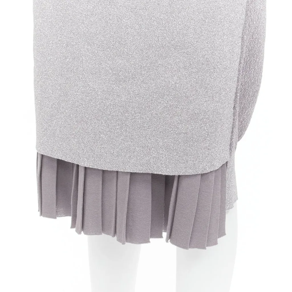 Toga Archives Lurex Pleats Dress Silver Polyester Very good - Back View
