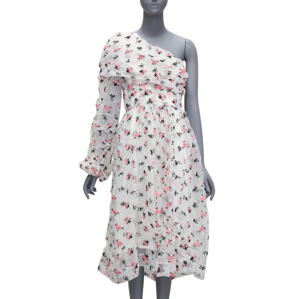 Anais Jourden Floral Embroidery Dress White Polyester Very good - Front View