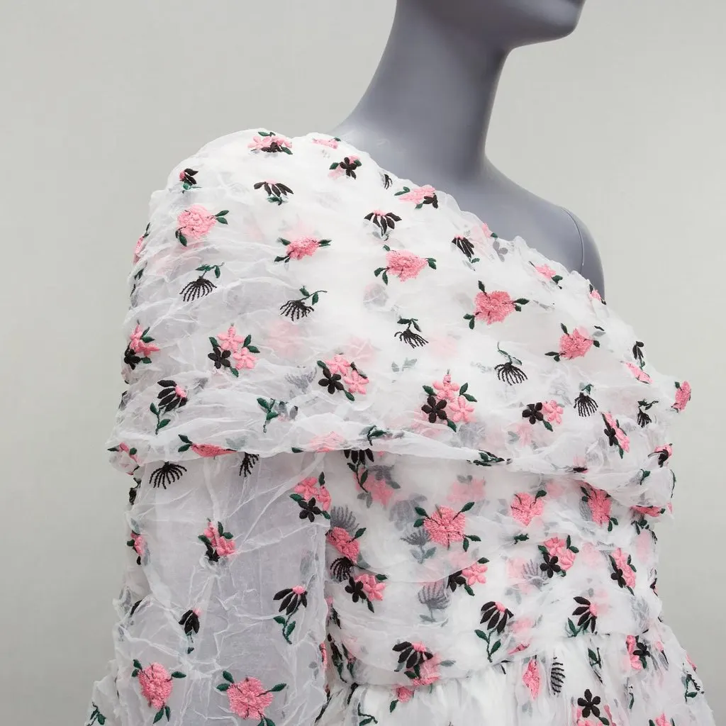 Anais Jourden Floral Embroidery Dress White Polyester Very good - Back View