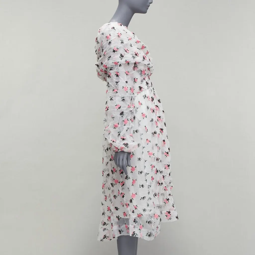 Anais Jourden Floral Embroidery Dress White Polyester Very good - Model View