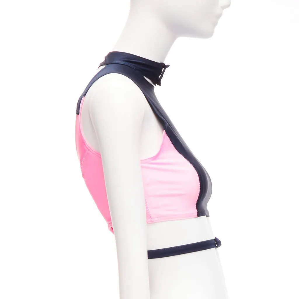 Ambush Panelled Sports Top Navy Polyester Never worn, with tag - Model View