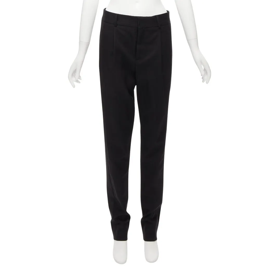 Saint Laurent Wool Pleat Trousers Black Wool Very good - Front View