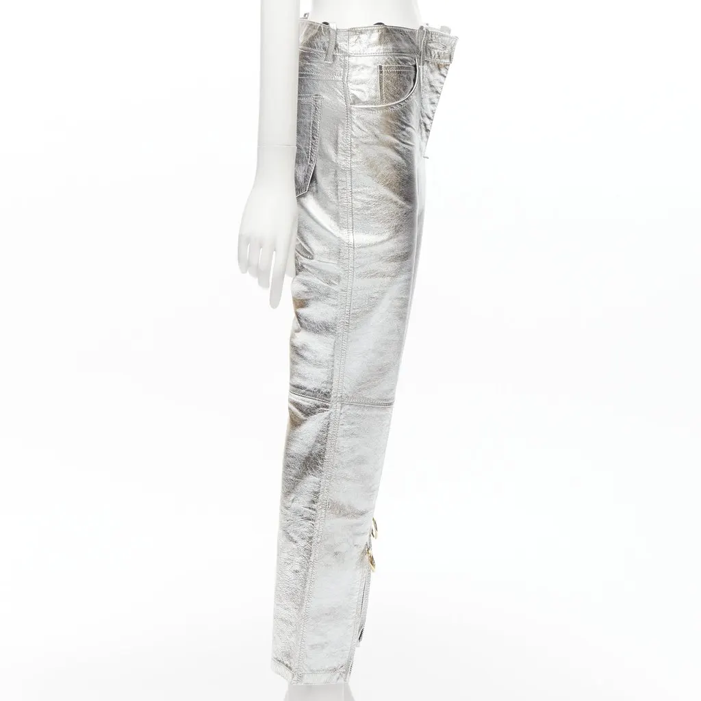 Petar Petrov Silver Moto Pants Silver Leather Very good - Model View