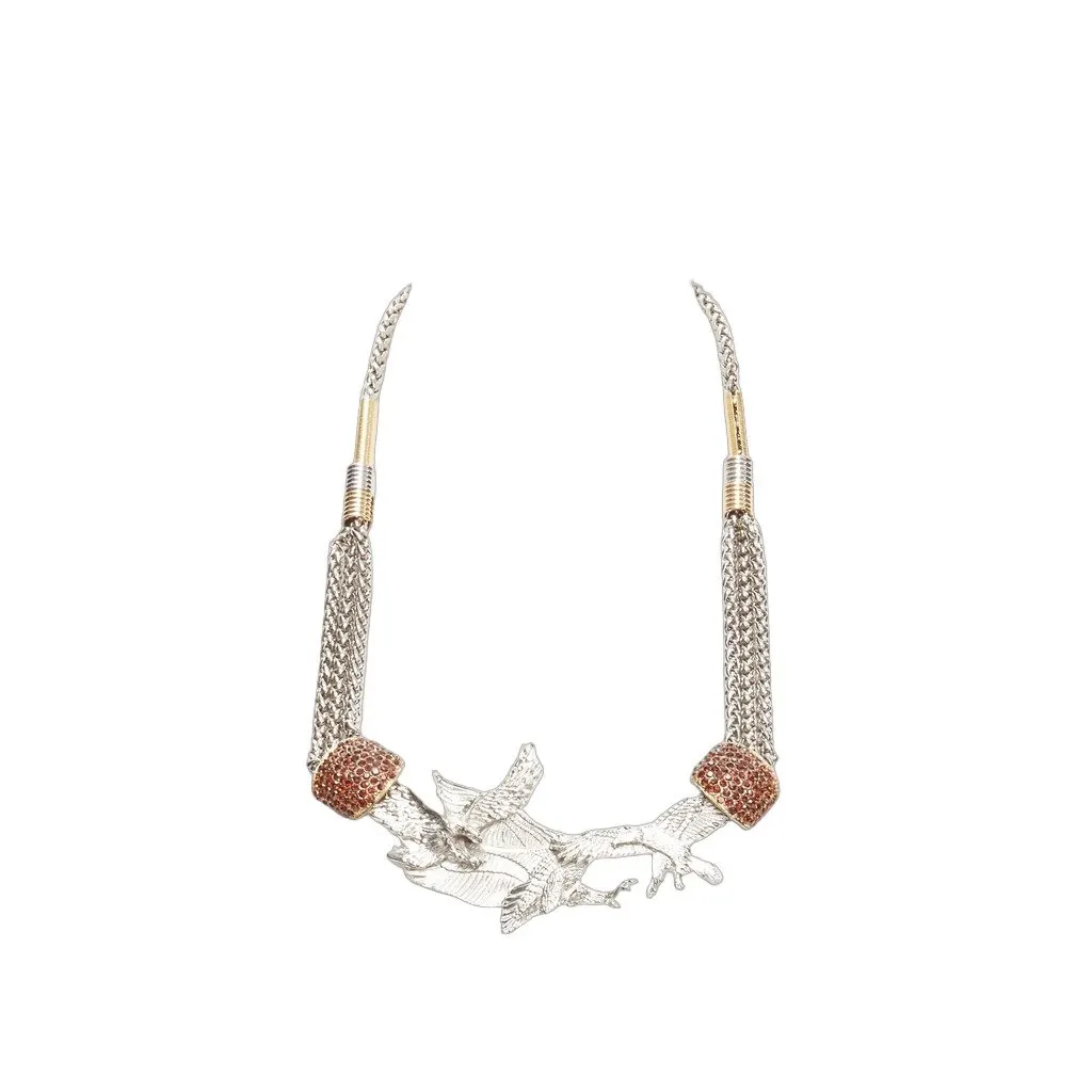 Toga Archives Eagles Crystal Necklace Silver Metal Good - Front View
