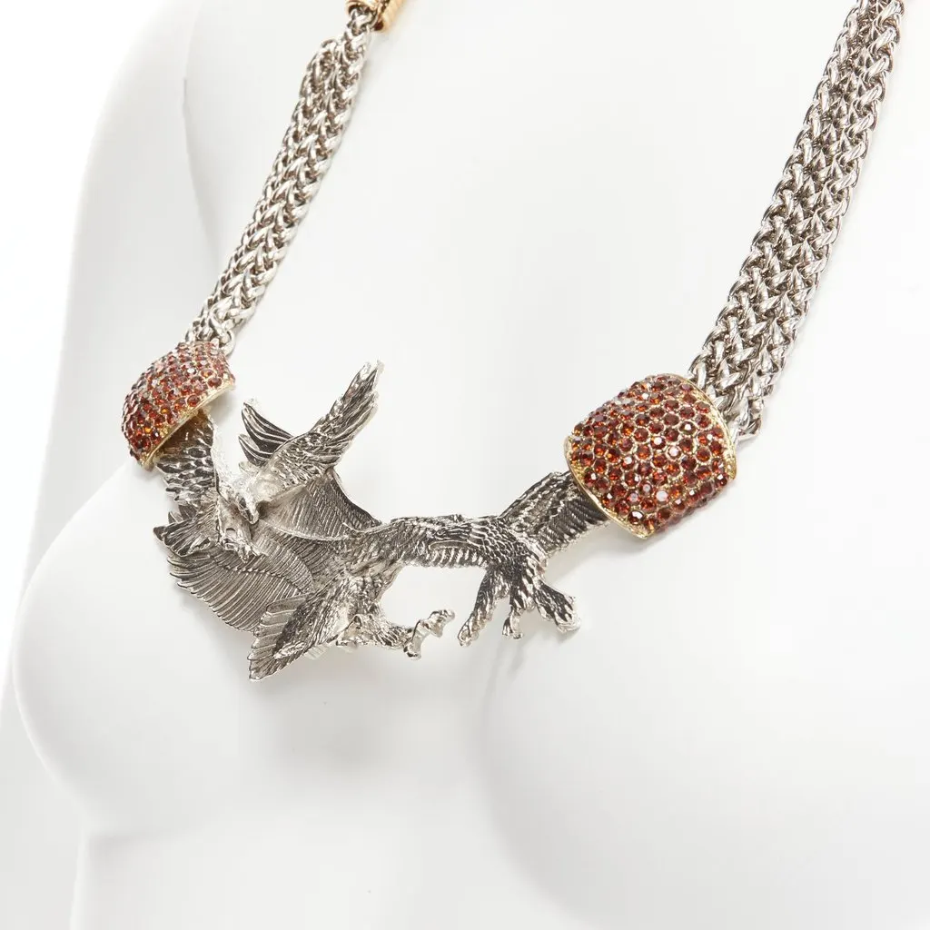Toga Archives Eagles Crystal Necklace Silver Metal Good - Back View