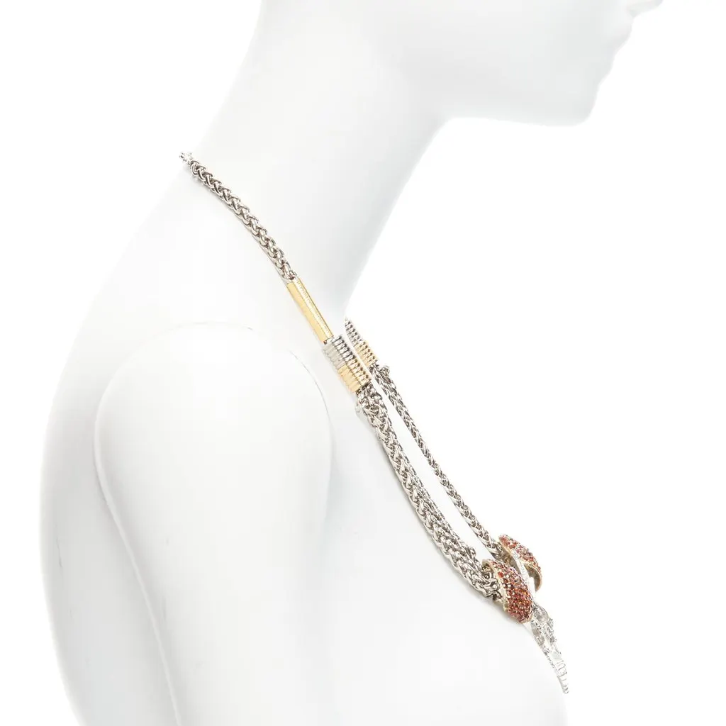Toga Archives Eagles Crystal Necklace Silver Metal Good - Model View