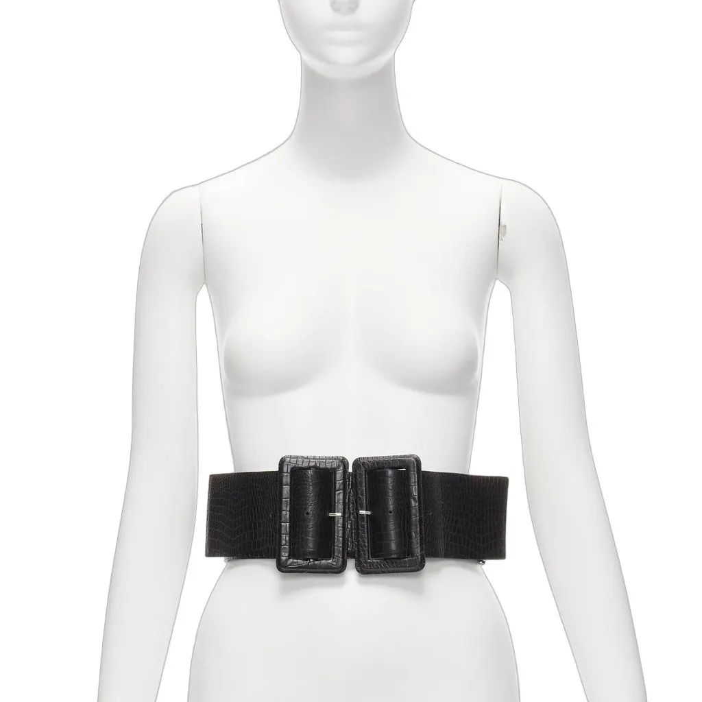 Toga Archives Patent Peplum Corset Belt Black Leather Very good - Front View