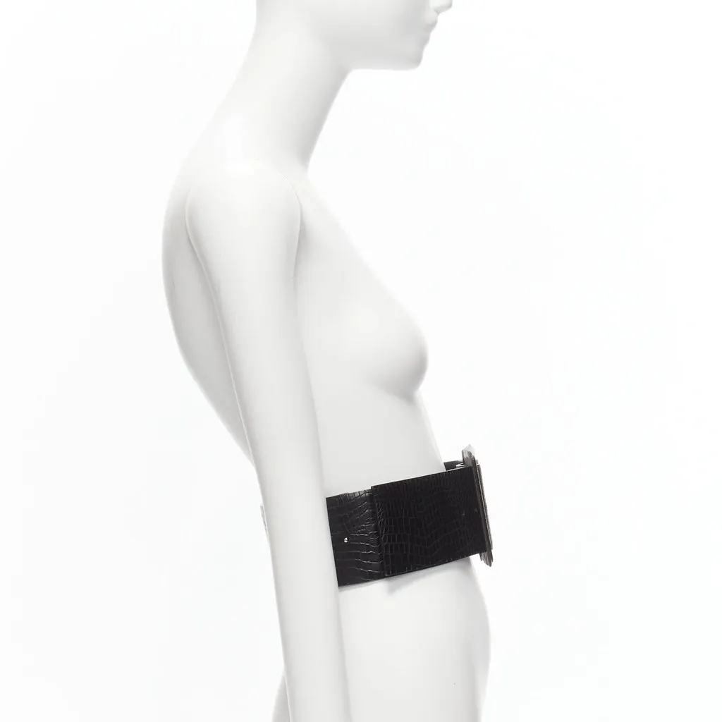 Toga Archives Patent Peplum Corset Belt Black Leather Very good - Model View