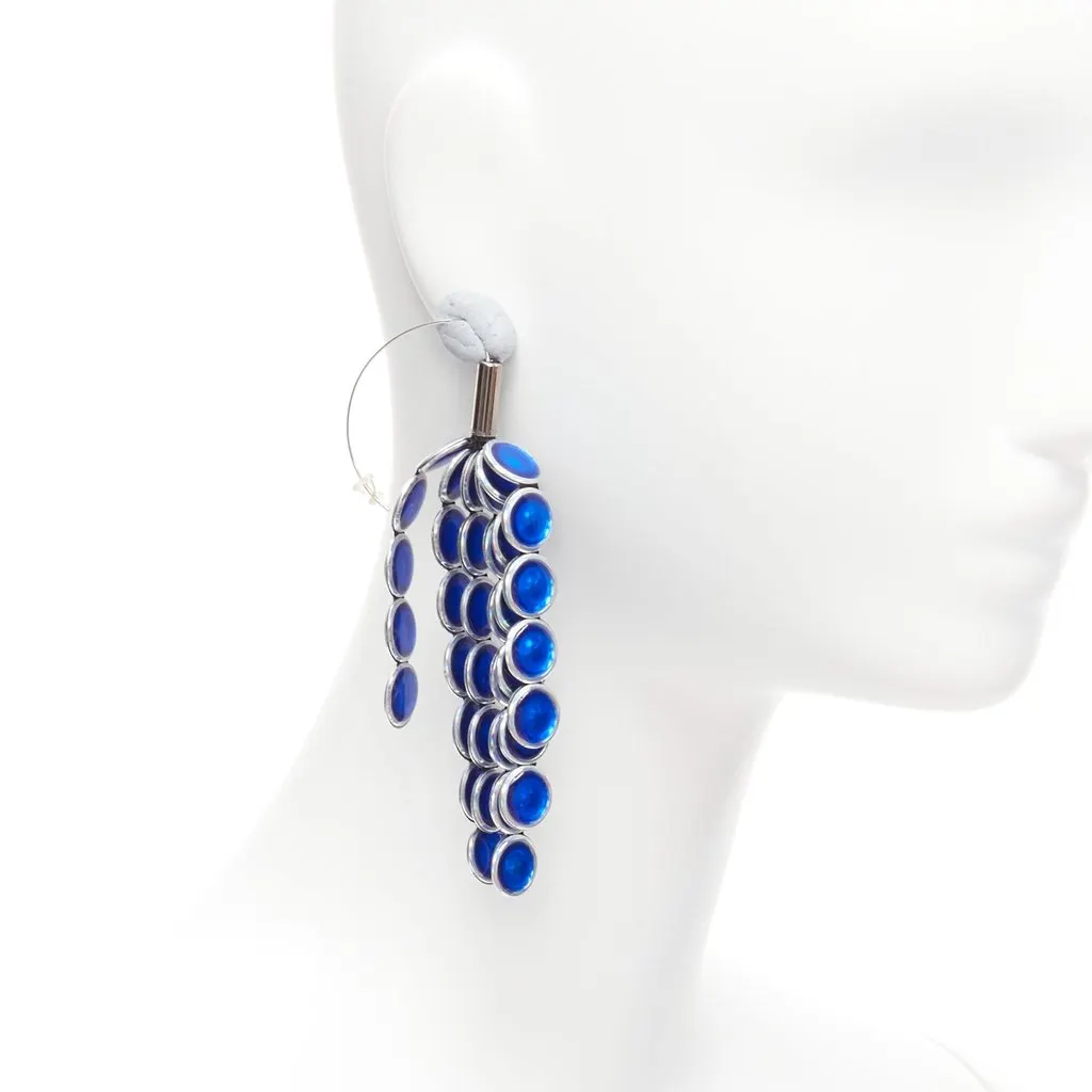 Toga Archives Blue Rhinestone Earrings Silver Metal Very good - Back View