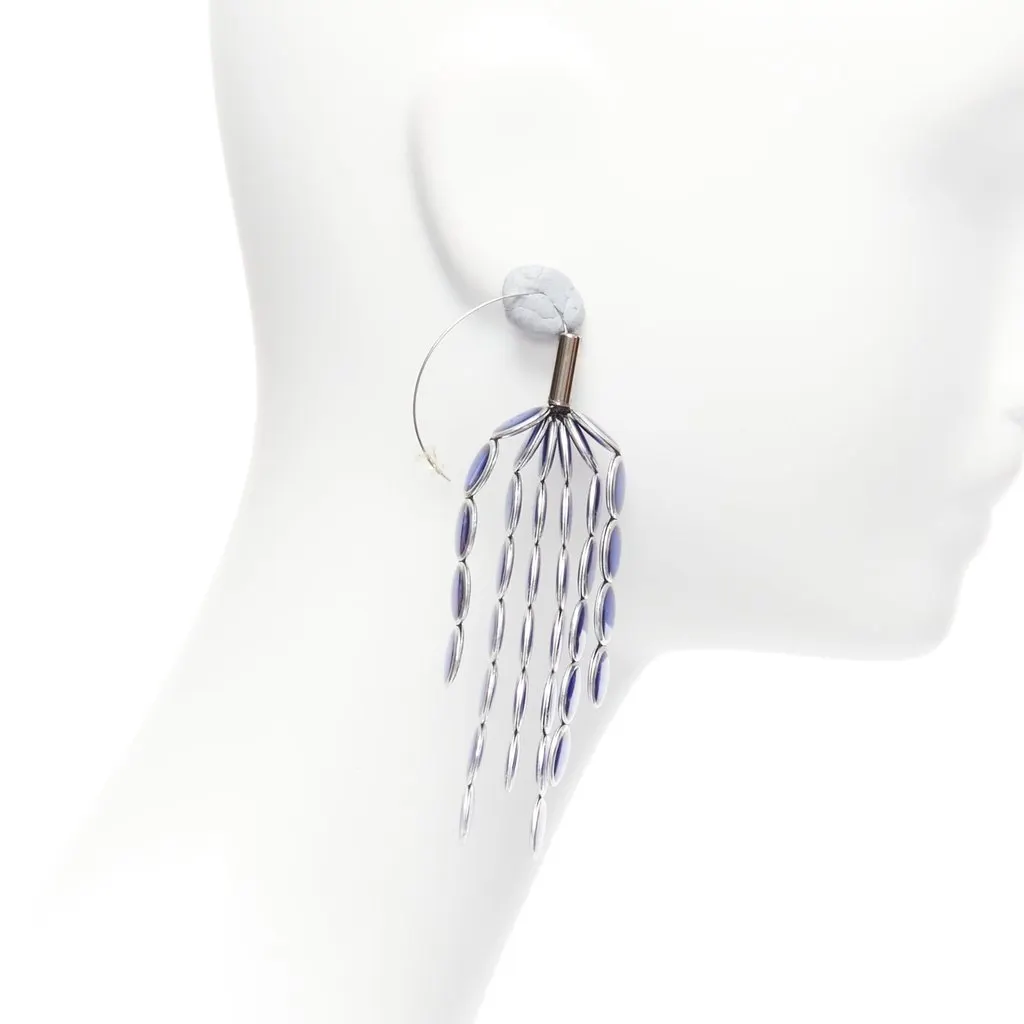 Toga Archives Blue Rhinestone Earrings Silver Metal Very good - Inside View