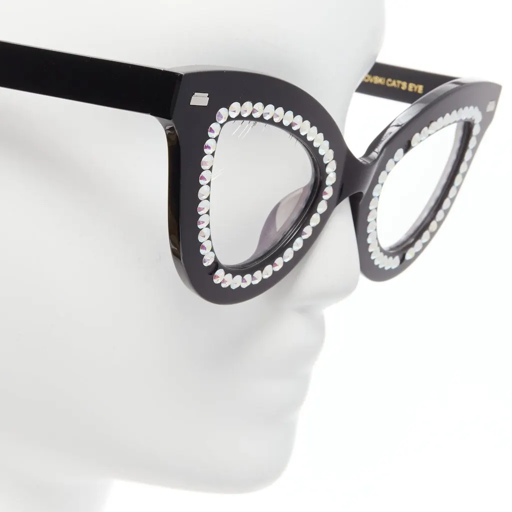 Gentle Monster Swarovski Cats Eye Black Acetate Fair - Back View
