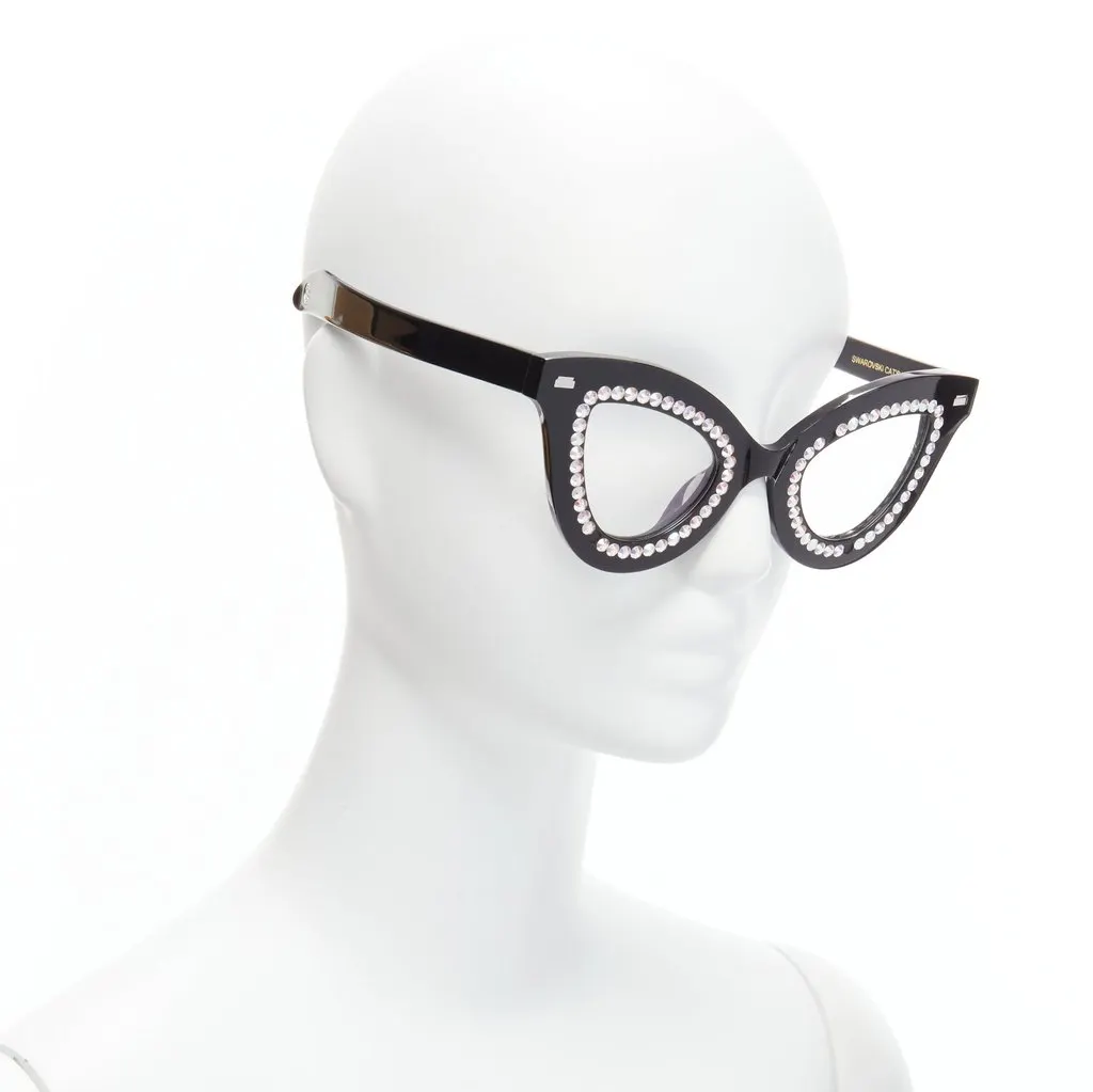 Gentle Monster Swarovski Cats Eye Black Acetate Fair - Inside View