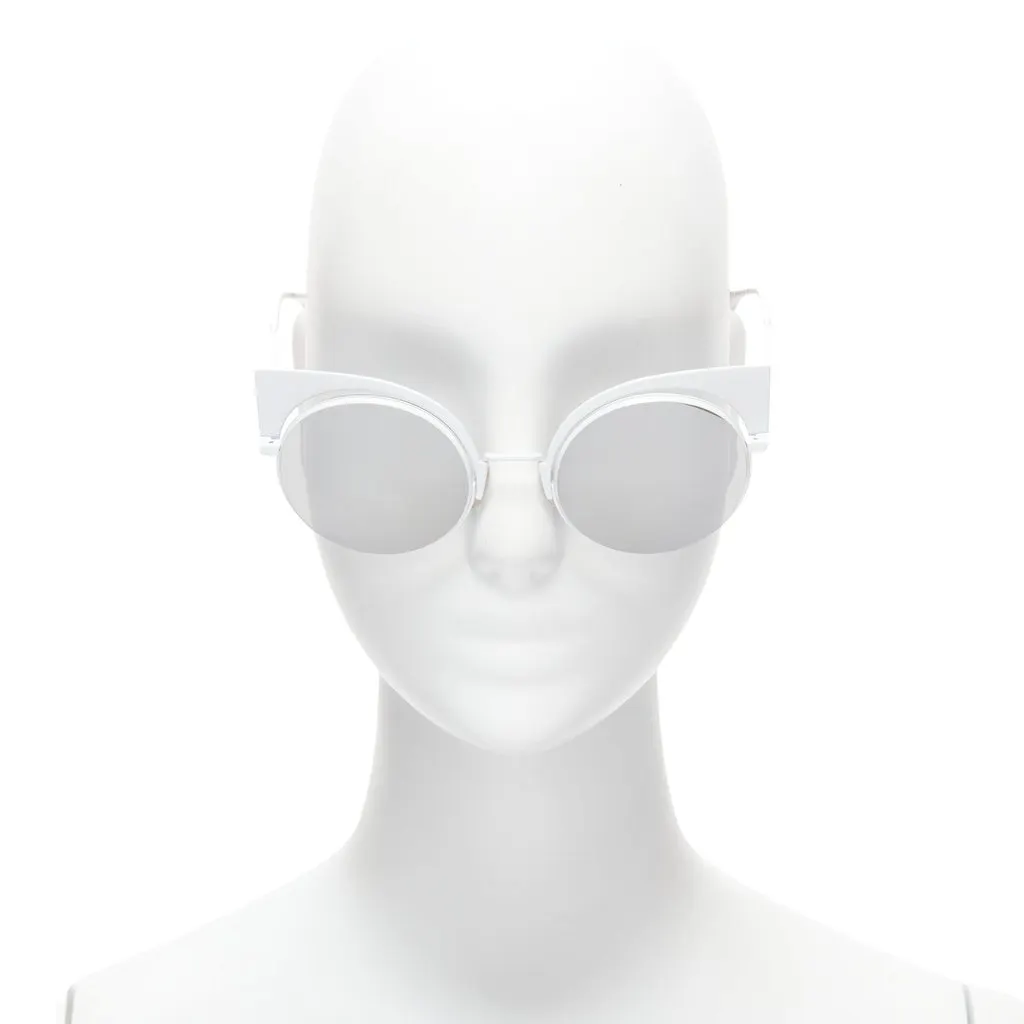 Fendi Gradient Cat Eye Sunglasses White Metal Never worn - Front View