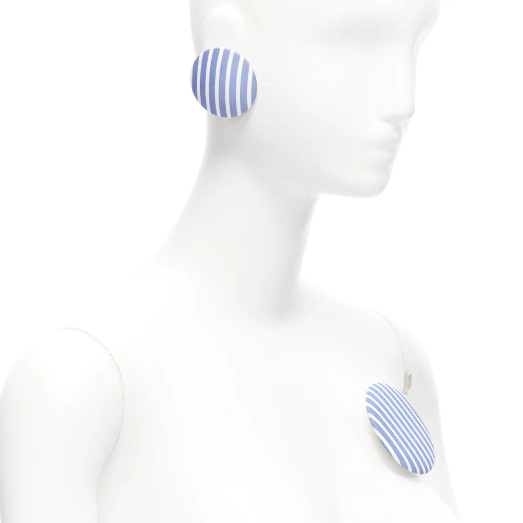 Balenciaga Striped Badge Earrings Blue Fair - Back View