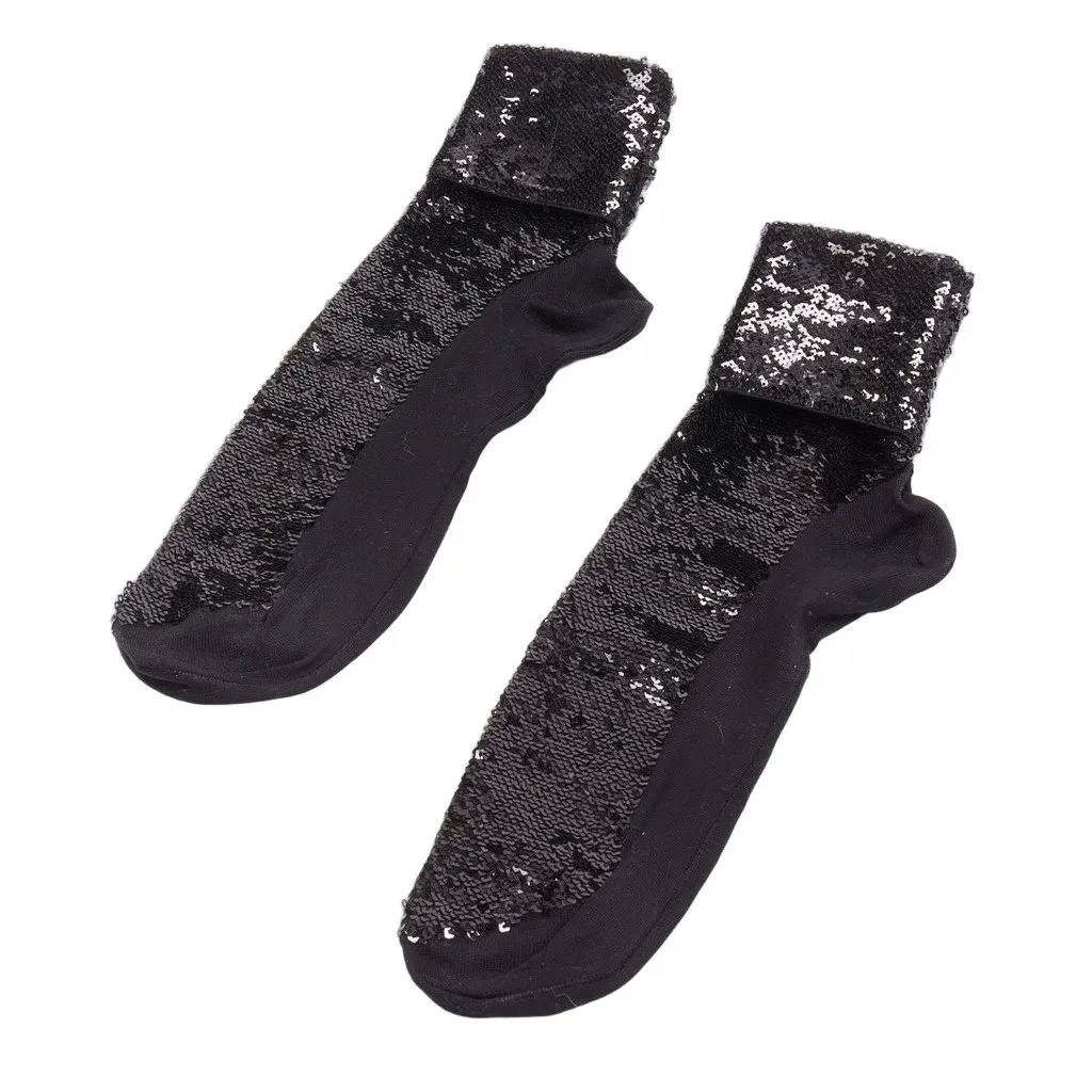 Saint Laurent Sequins Rolled Socks Black Cotton Never worn - Front View