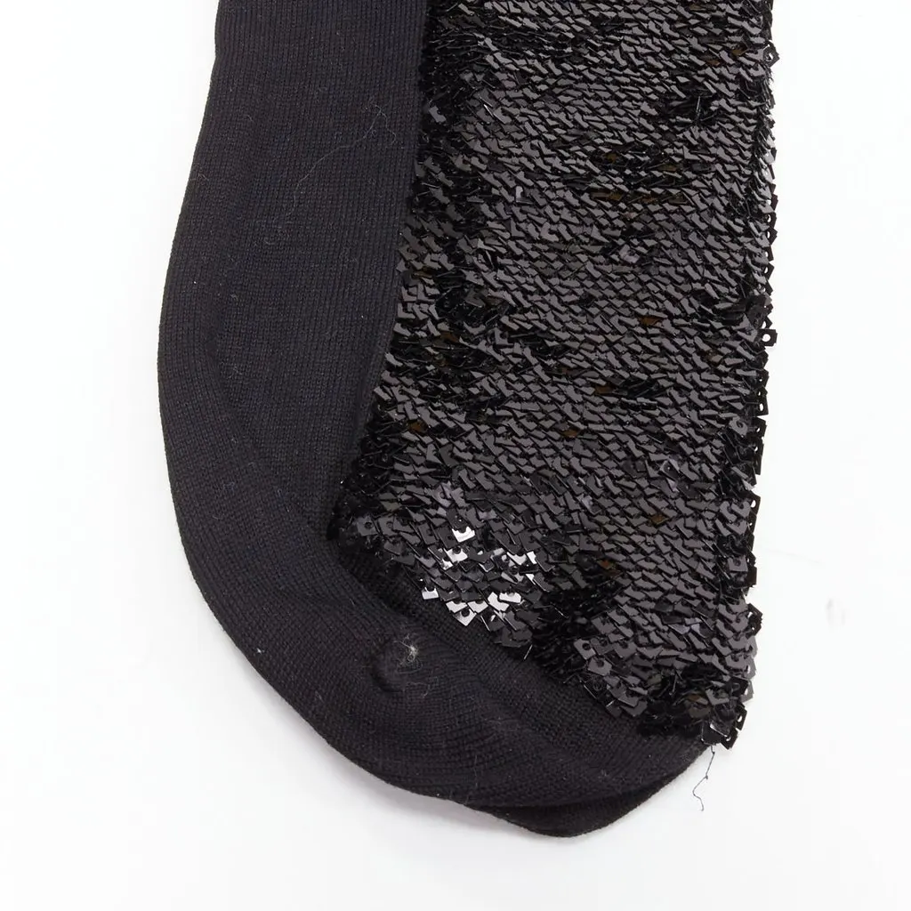 Saint Laurent Sequins Rolled Socks Black Cotton Never worn - Model View