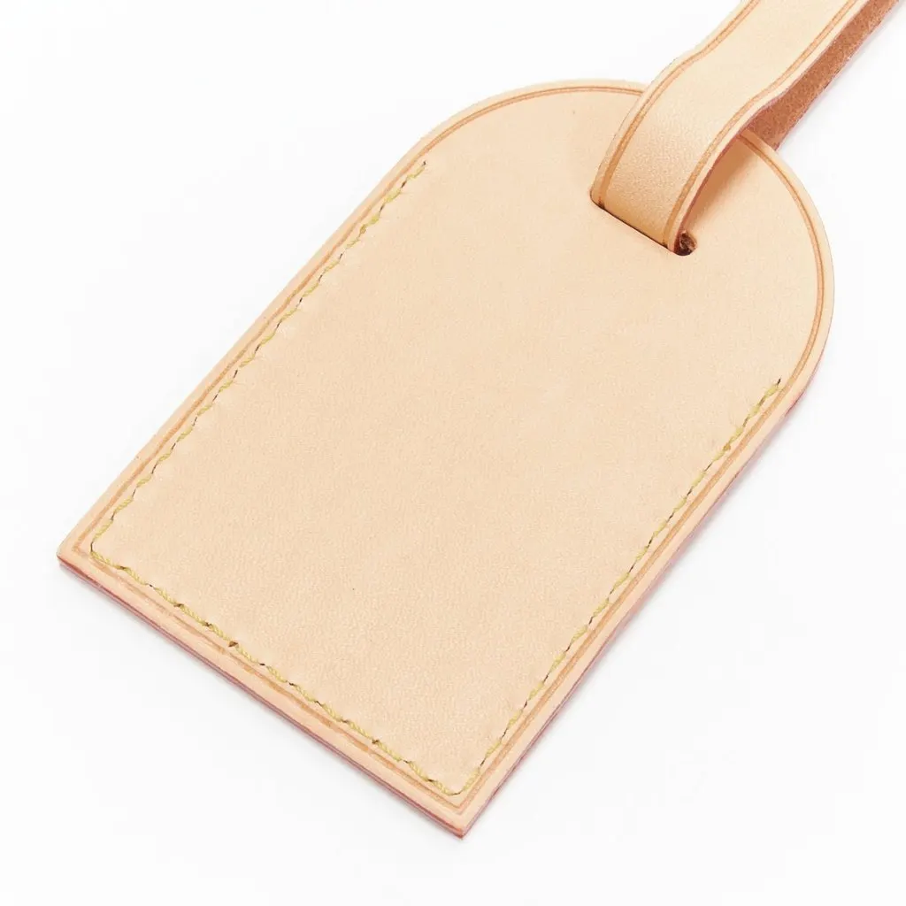 Louis Vuitton Gold Luggage Tag Beige Leather Never worn - Back View