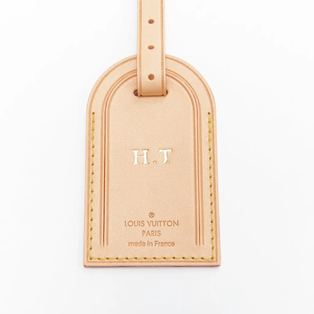 Louis Vuitton Gold Luggage Tag Beige Leather Never worn - Inside View