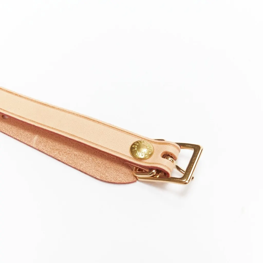 Louis Vuitton Gold Luggage Tag Beige Leather Never worn - Box View