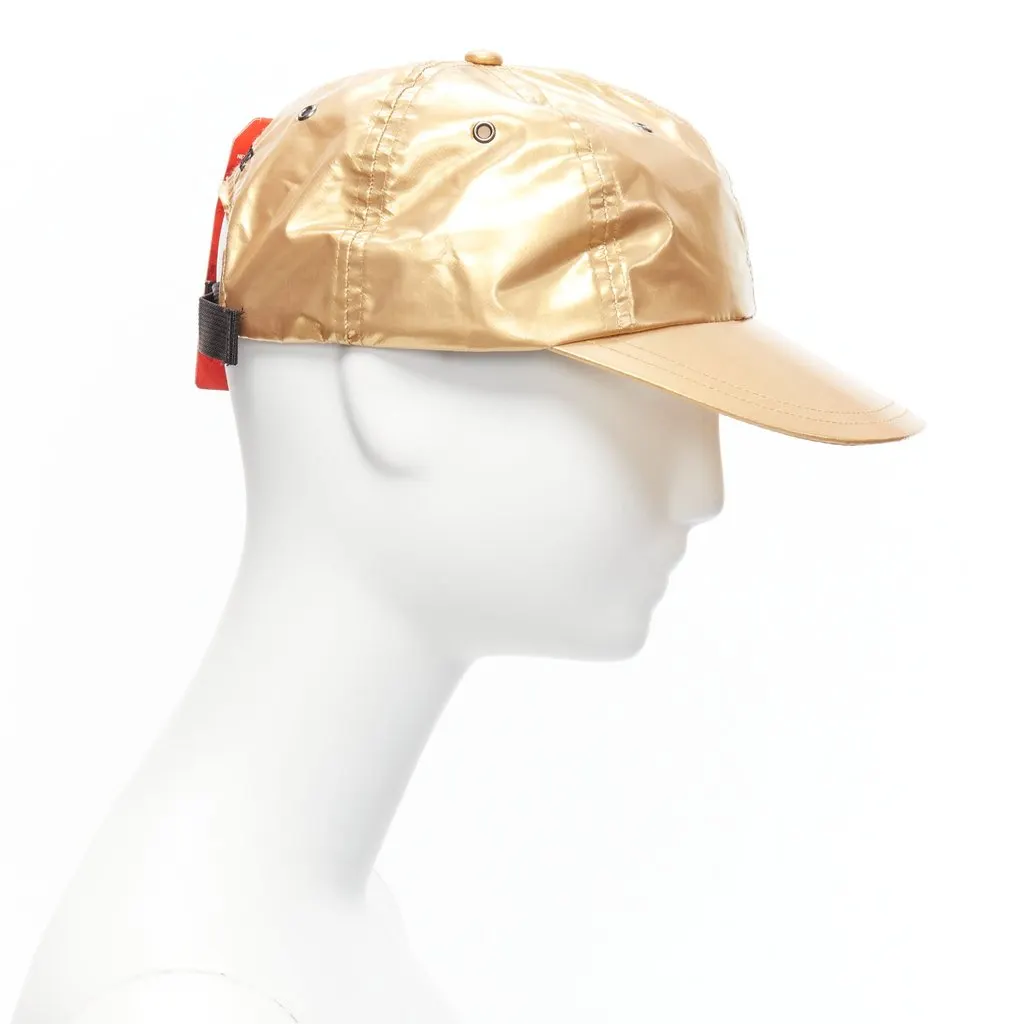 Supreme Gold Logo Panel Cap Gold Polyamide Never worn, with tag - Model View