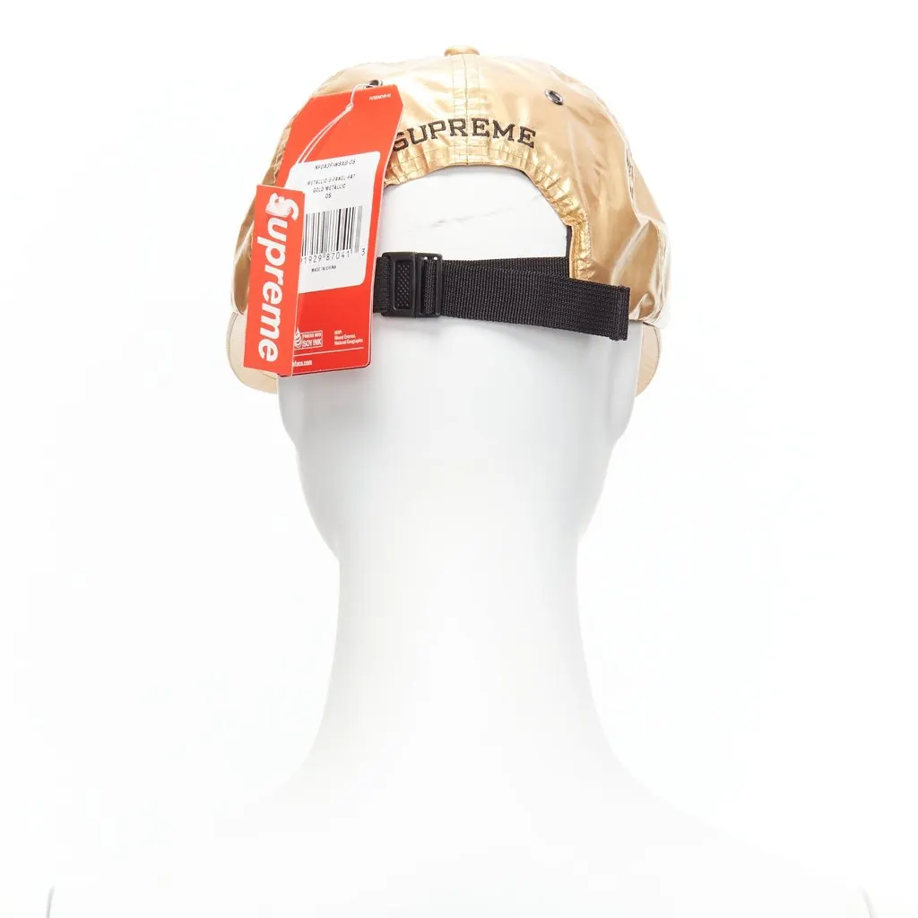Supreme Gold Logo Panel Cap Gold Polyamide Never worn, with tag - Box View