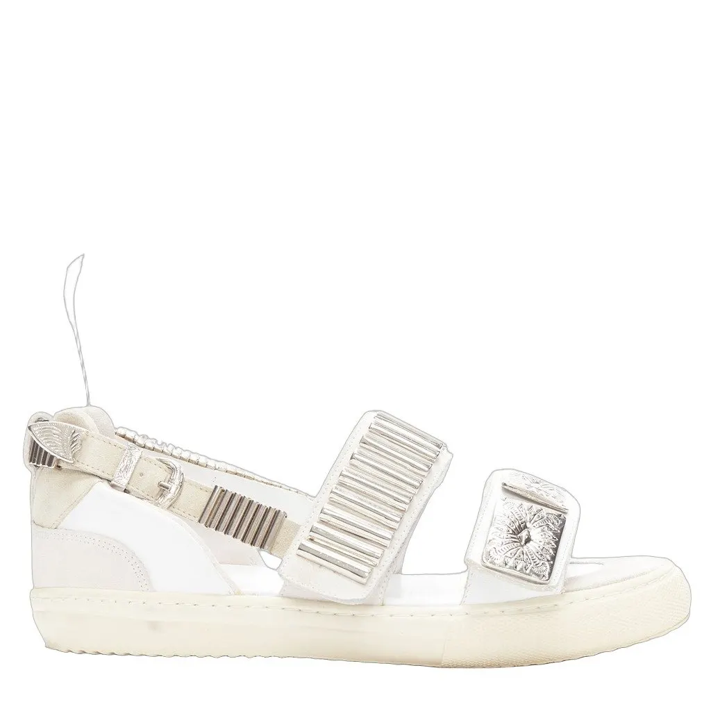 Toga Archives Metal Plate Sandals White Leather Fair - Front View