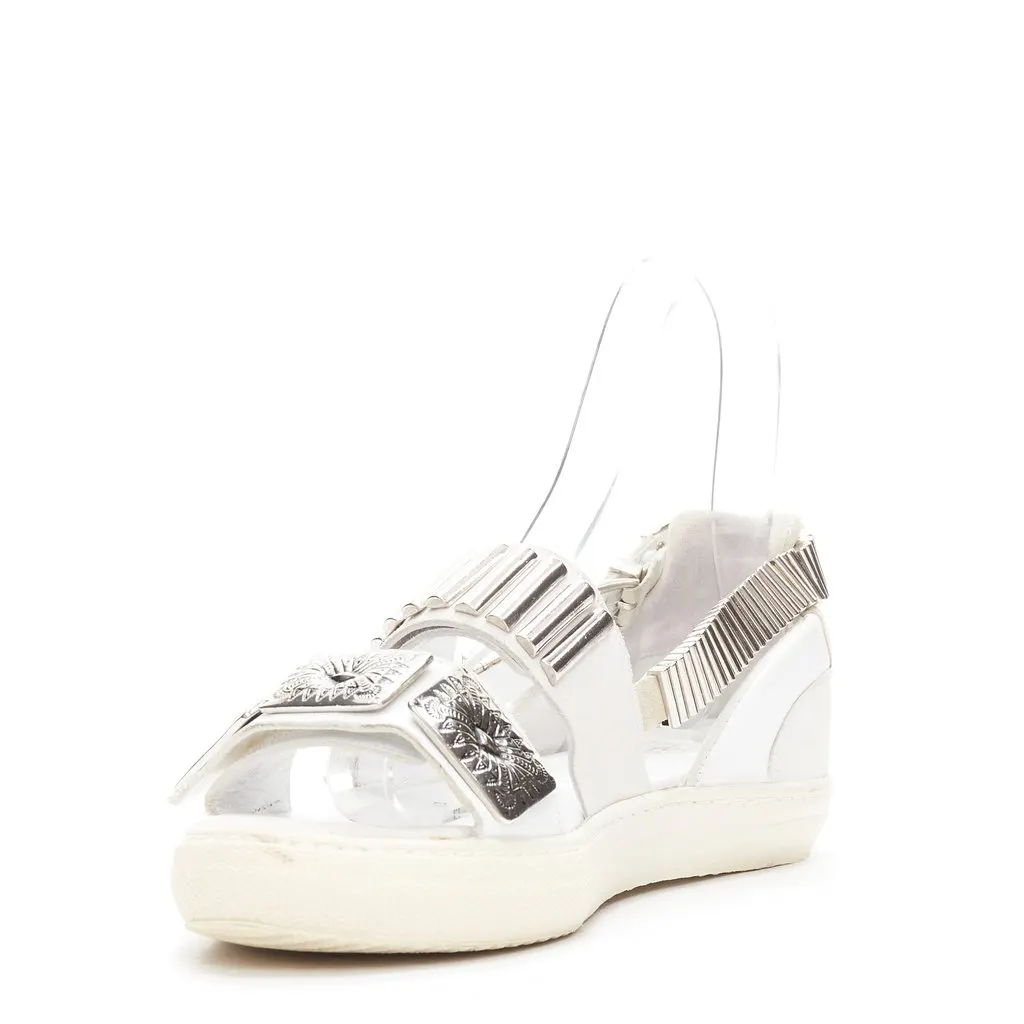 Toga Archives Metal Plate Sandals White Leather Fair - Model View