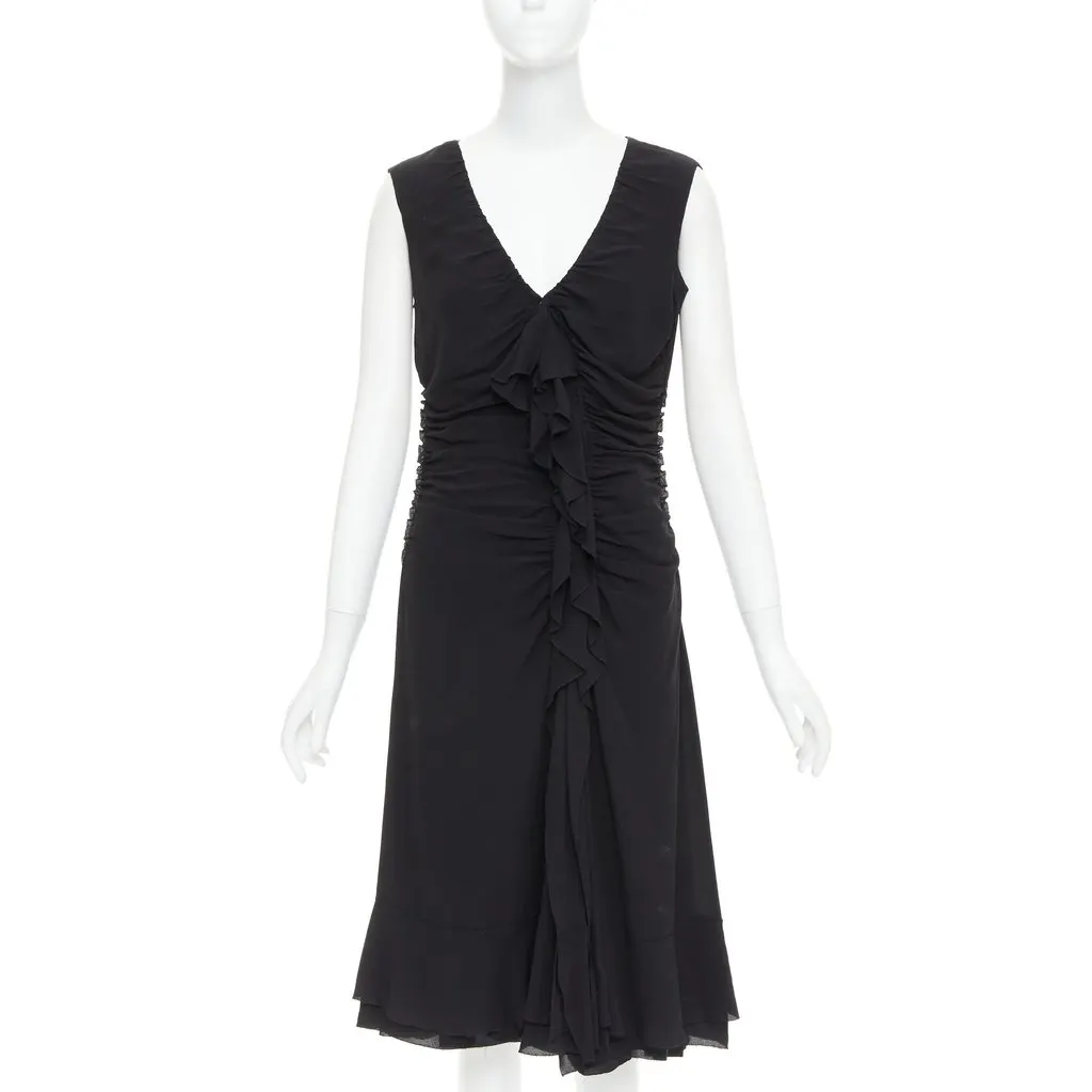 Prada Black Silk Dress Black Silk Very good - Front View
