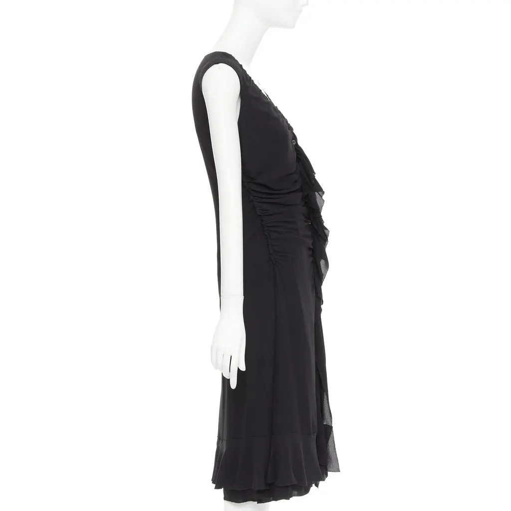 Prada Black Silk Dress Black Silk Very good - Model View