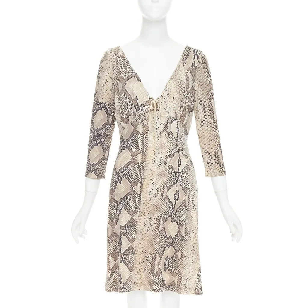 Roberto Cavalli Khaki Polyamide Dress Khaki Polyamide Very good - Front View