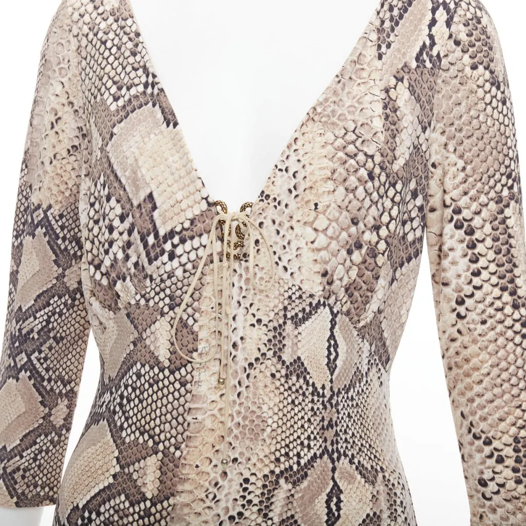 Roberto Cavalli Khaki Polyamide Dress Khaki Polyamide Very good - Back View
