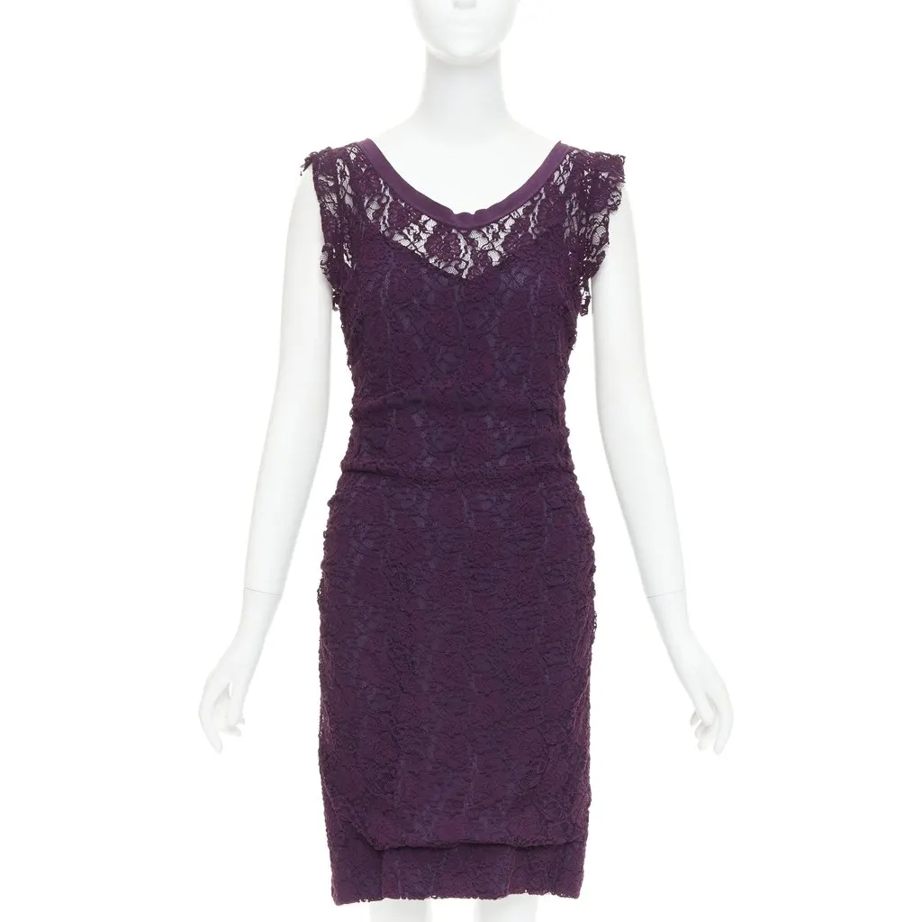 Dolce & Gabbana Purple Polyester Dress Purple Polyester Good - Front View