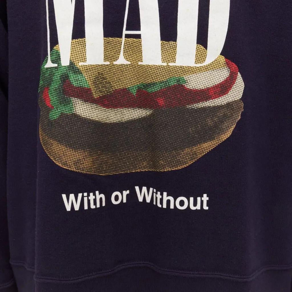Undercover Burger Print Sweater Navy Cotton Fair - Back View