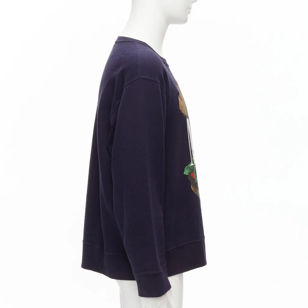Undercover Burger Print Sweater Navy Cotton Fair - Model View