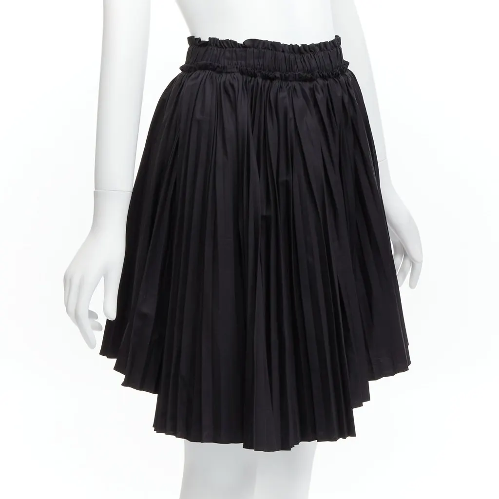 Tod's Pleated Flared Skirt Black Cotton Never worn - Inside View