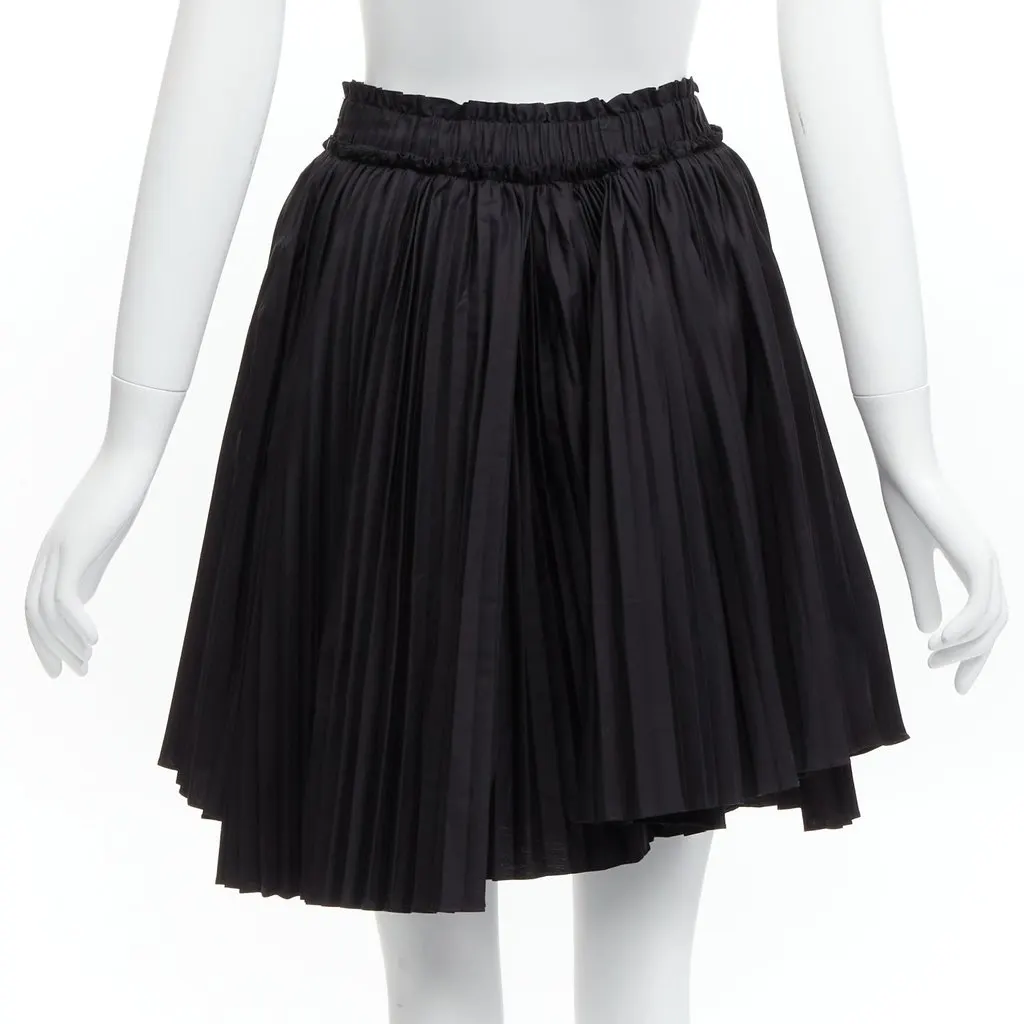 Tod's Pleated Flared Skirt Black Cotton Never worn - Box View