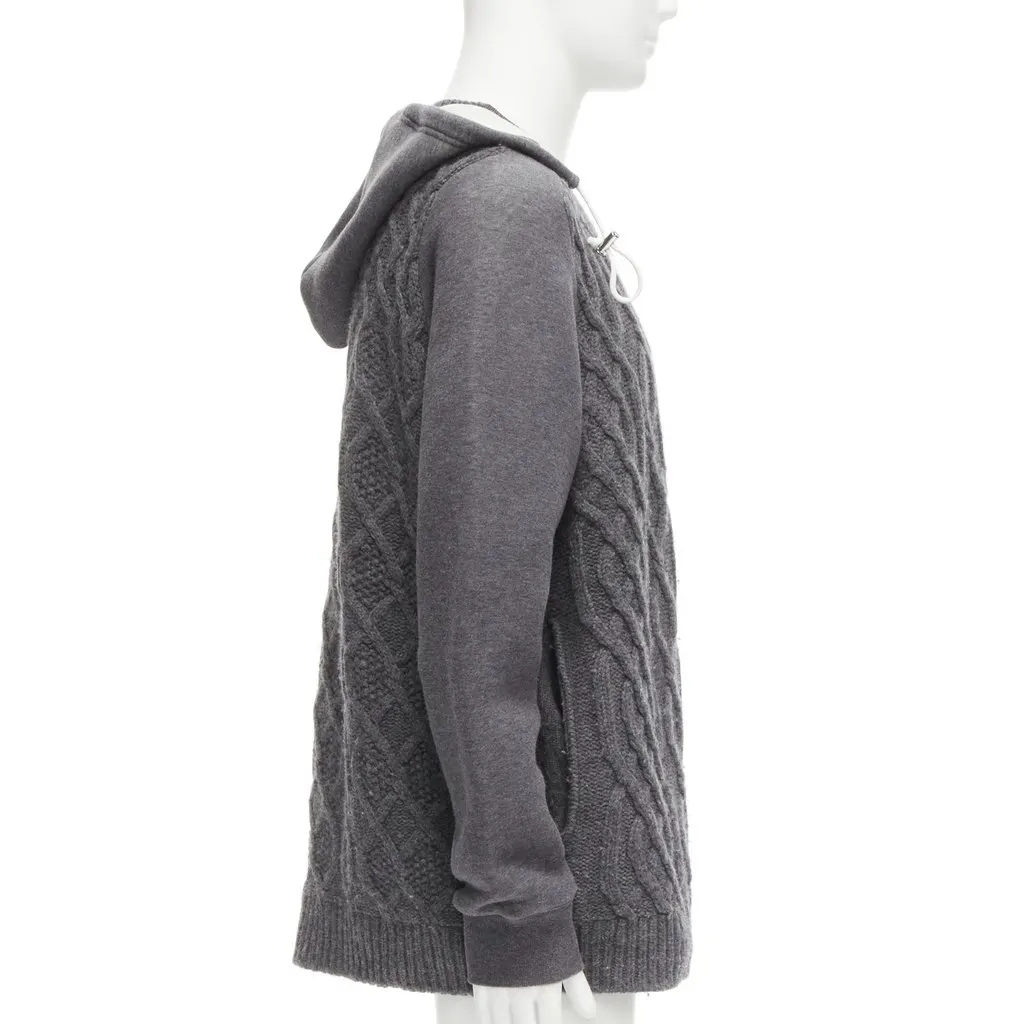 Sacai Cable Knit Sweater Grey Wool Good - Model View