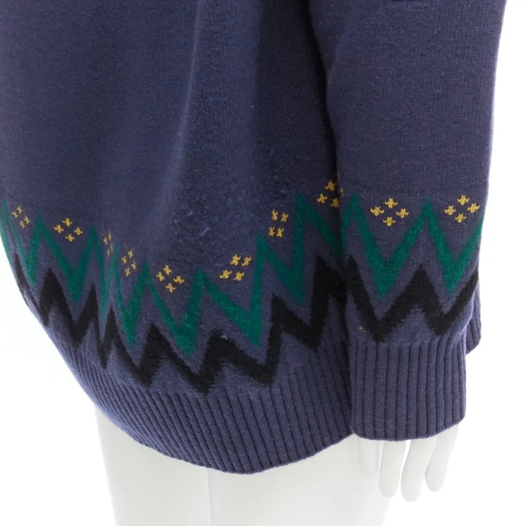 Sacai Knit Sweater Hoodie Navy Cotton Good - Back View