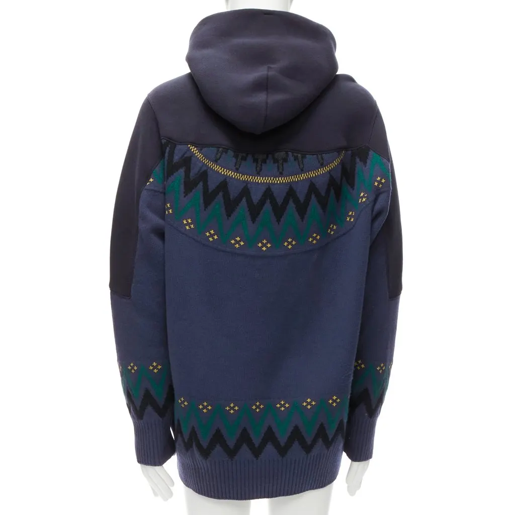 Sacai Knit Sweater Hoodie Navy Cotton Good - Box View