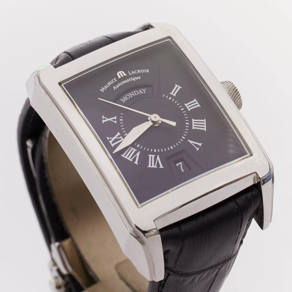 Maurice Lacroix Pontos Rectangulaire XL Black Metal Very good - Box View