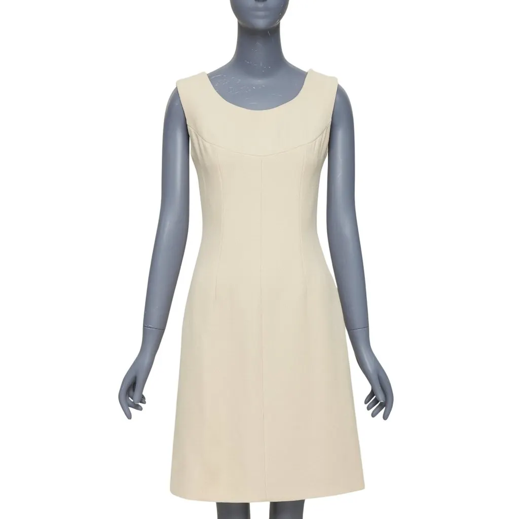 Dolce & Gabbana Ecru Wool Dress Beige Wool Very good - Front View