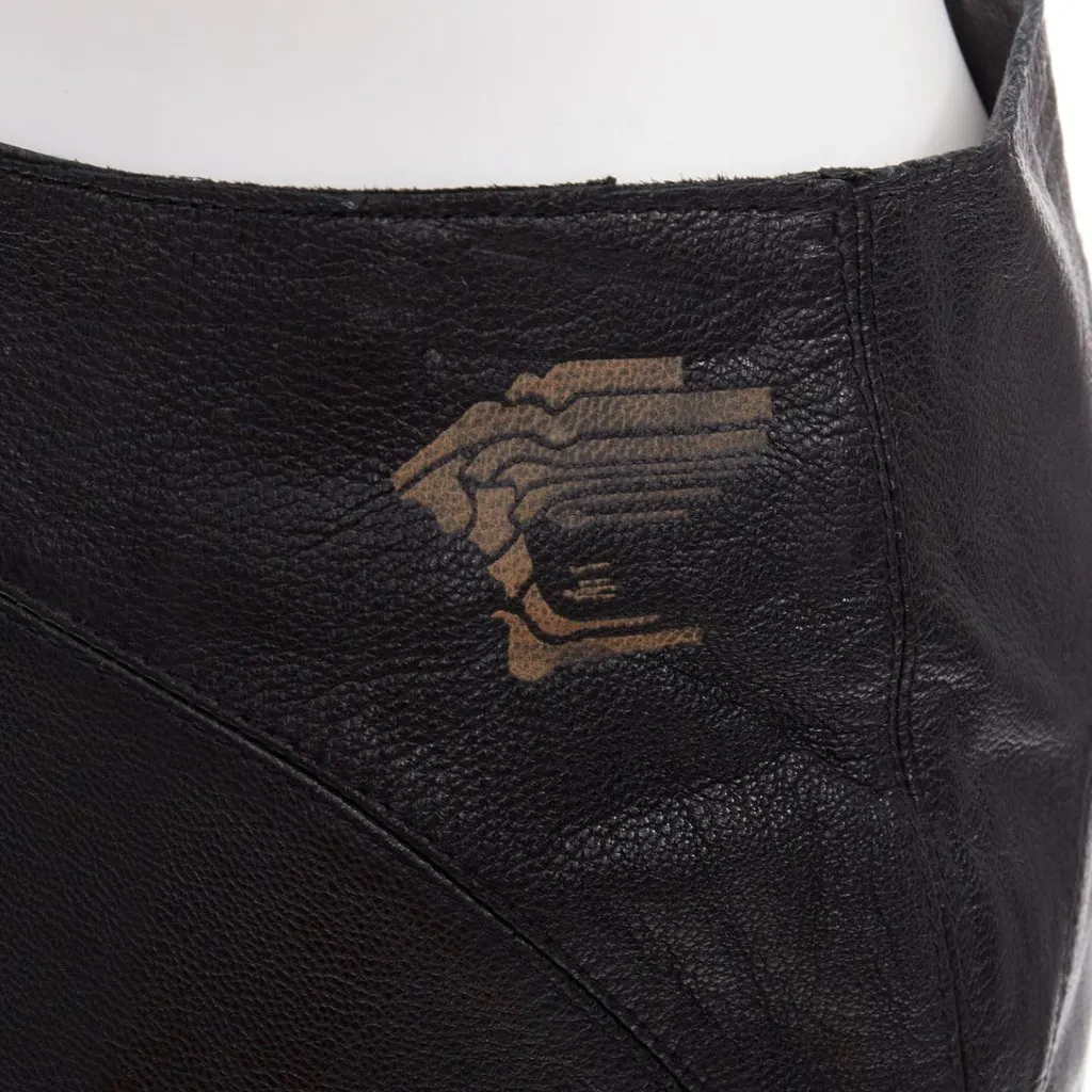 Versace Black Leather Skirt Black Leather Good - Back View