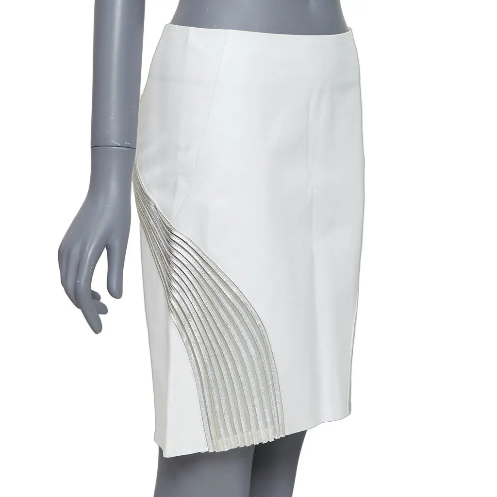 Jitrois White Leather Skirt White Leather Good - Front View