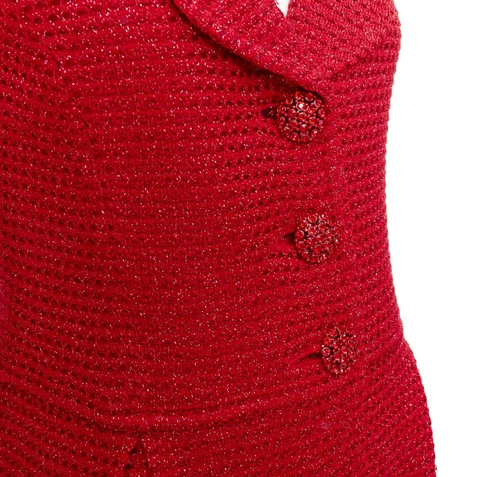 ST JOHN Red Polyester Jacket Red Polyester Good - Back View