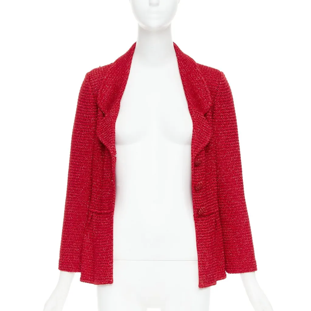 ST JOHN Red Polyester Jacket Red Polyester Good - Inside View