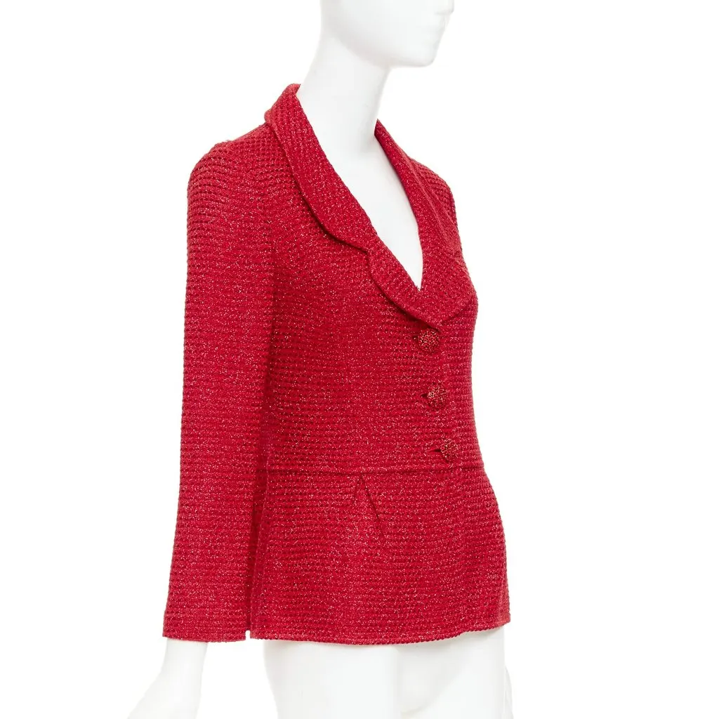 ST JOHN Red Polyester Jacket Red Polyester Good - Model View