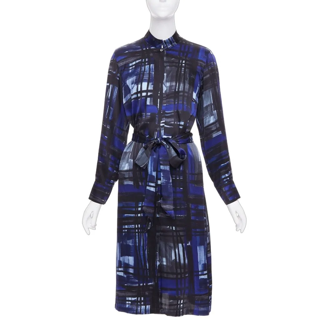 Marina Rinaldi Blue Silk Dress Blue Silk Very good - Front View