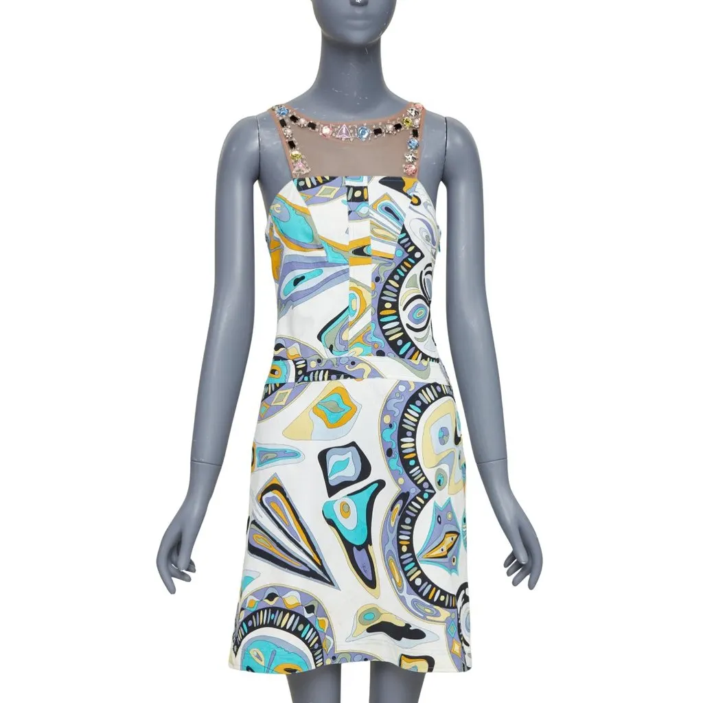 Emilio Pucci White Cotton Dress White Cotton Fair - Front View
