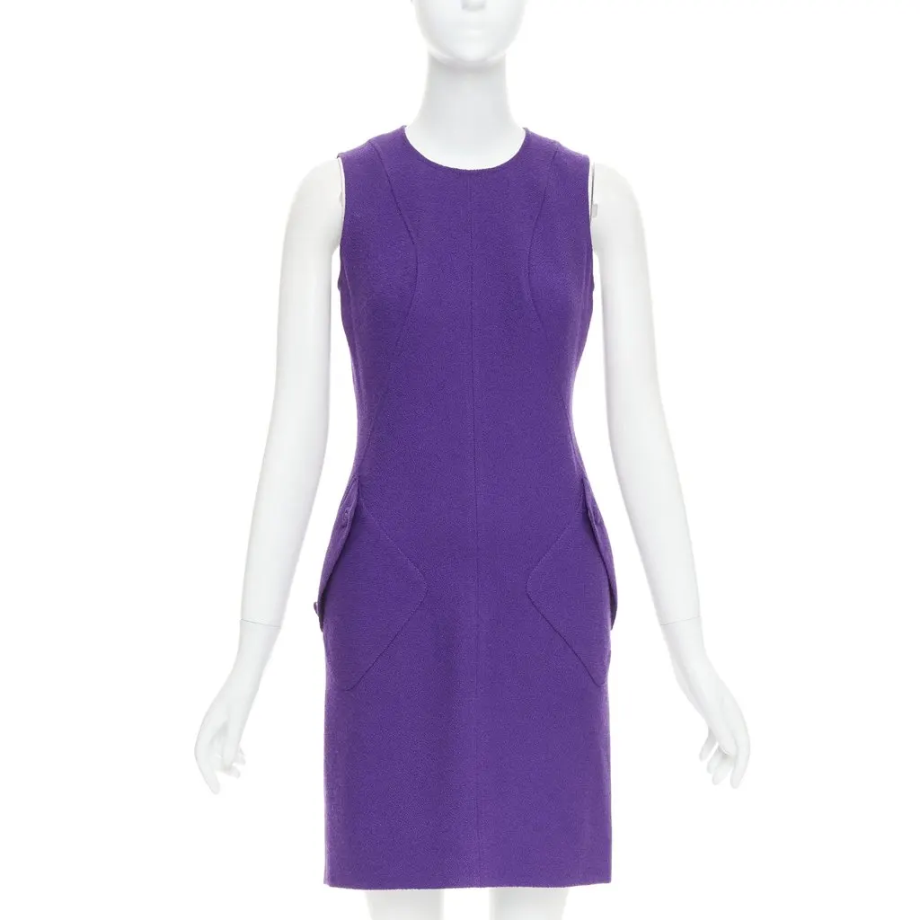 Versace Purple Wool Dress Purple Wool Very good - Front View